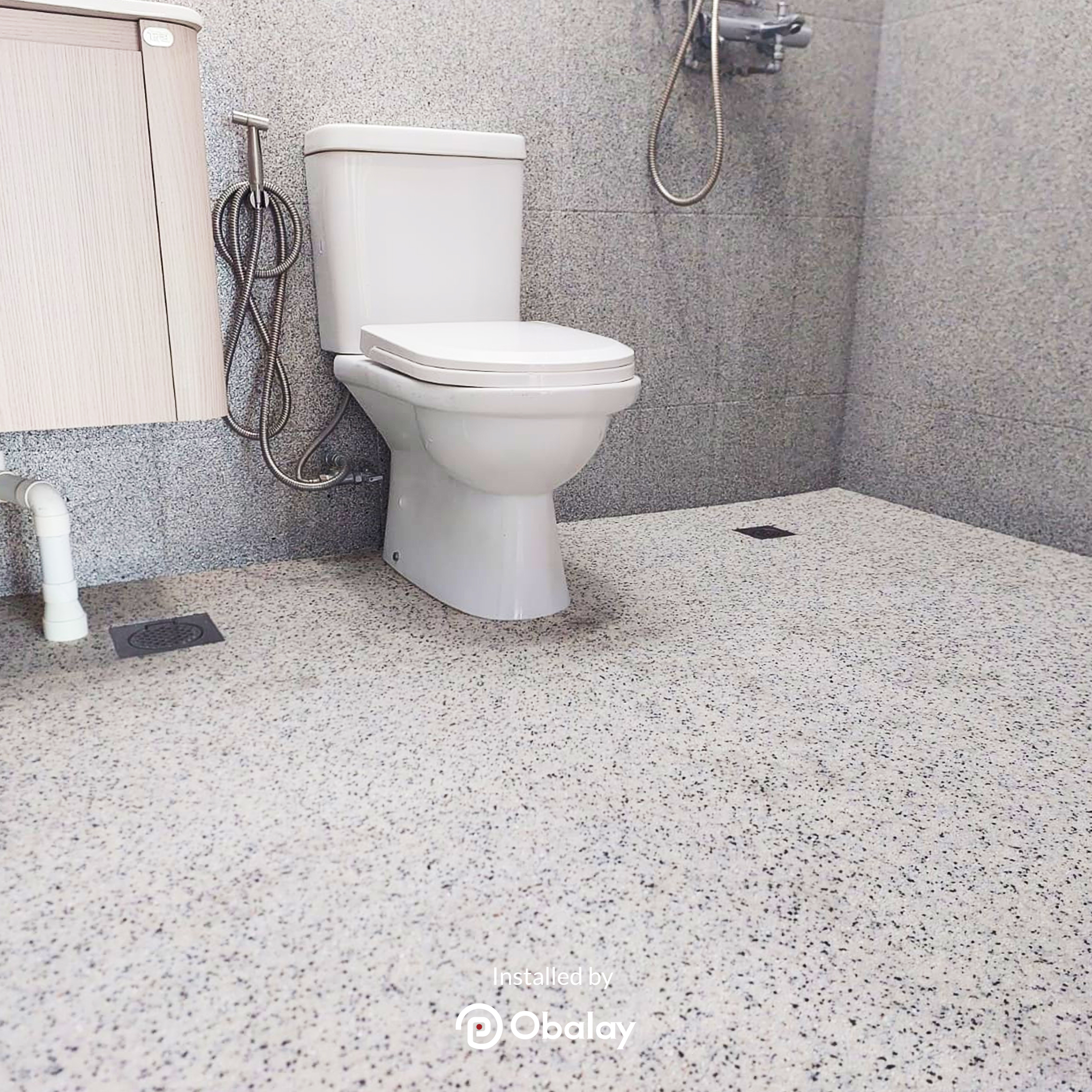toilet floor overlay pebble
